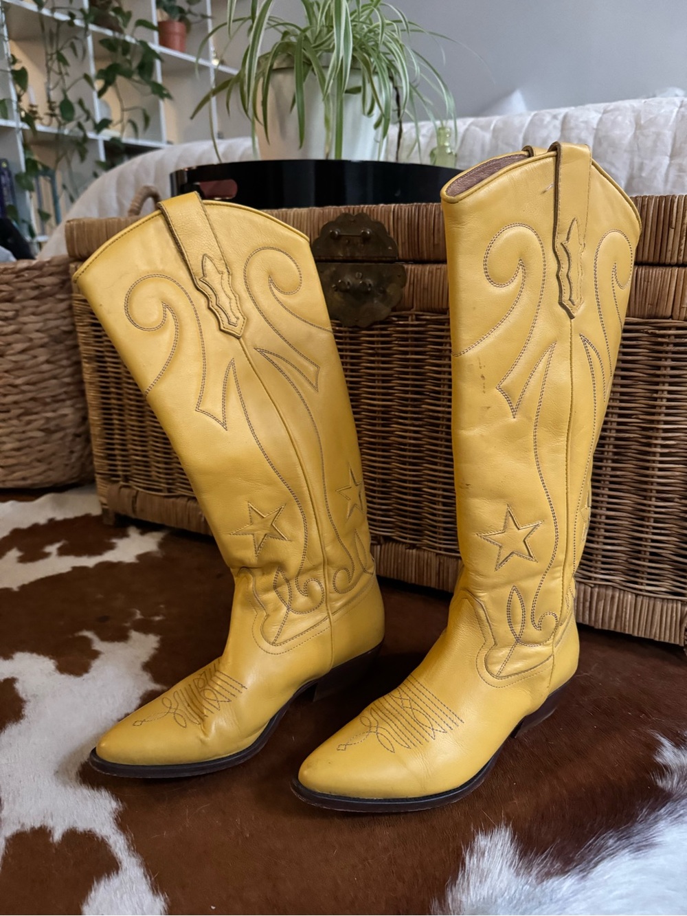 Roseanna Yellow Leather Tall Western Boots